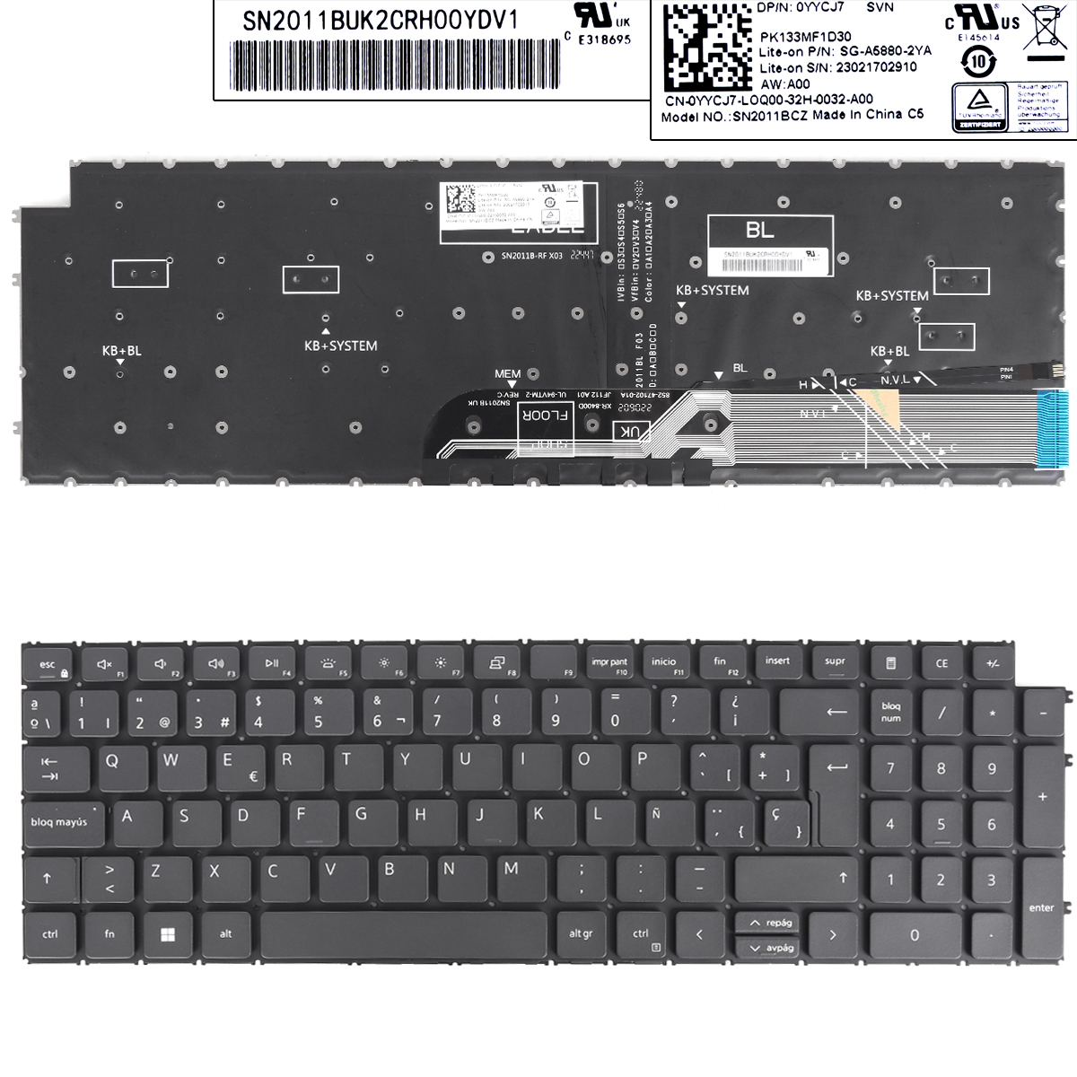 New Replacement Laptop Keyboard For DELL Latitude 3520 Vostro 3510 3520 5510 5515 7510 BLACK(backlit WIN8) SP Layout的图片